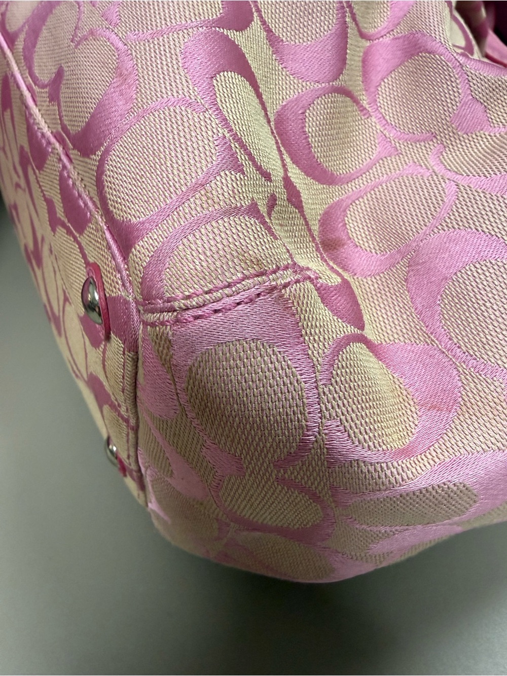 2010 Coach Pink Soho Signature Canvas Tote with Leather Trim - Picture 6 of 14